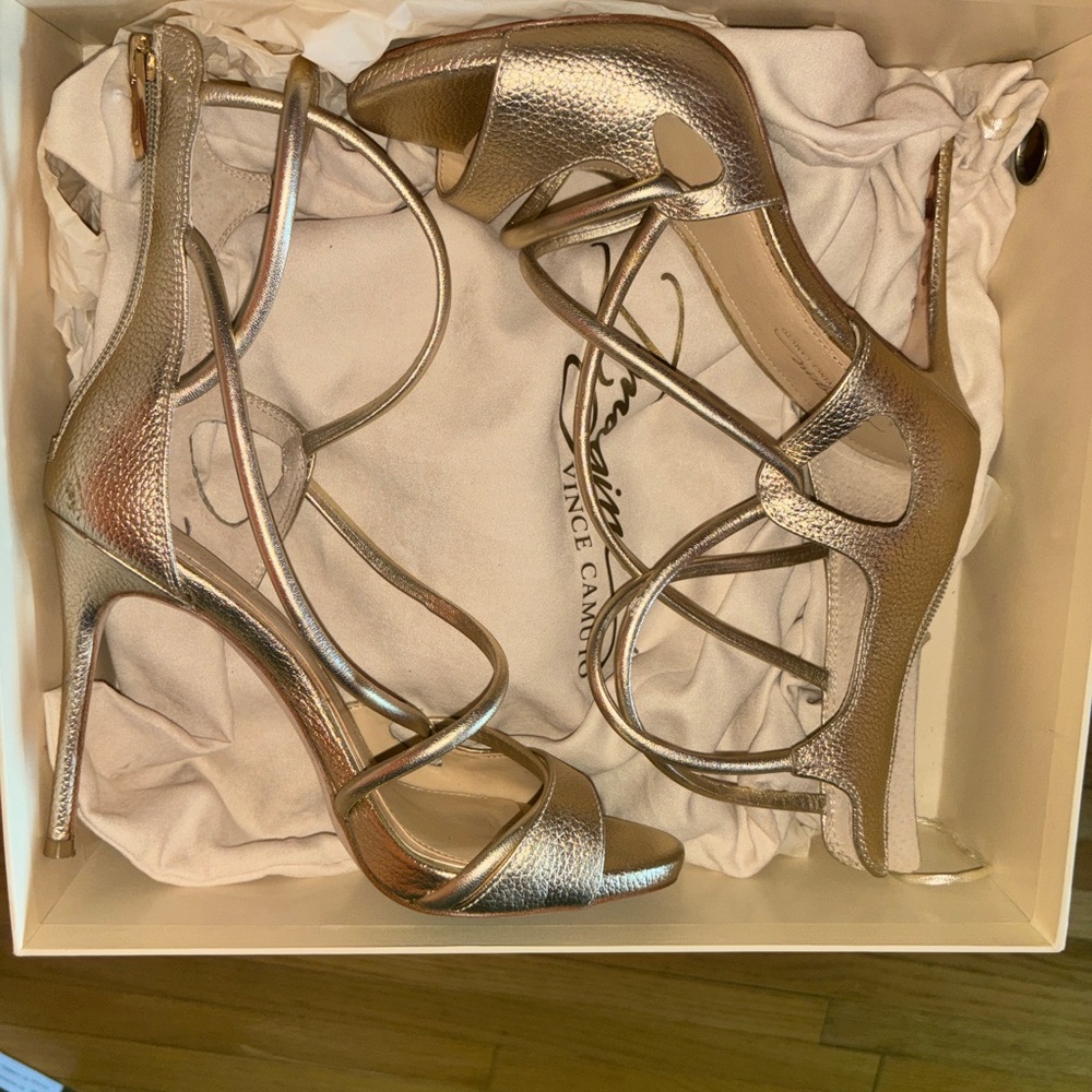 Vince Camuto Women's Gold Strappy Heels